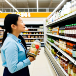 A professional photograph of a diverse group of individuals, including a professional woman in a business casual dress and a young family, exploring a brightly lit, modern European supermarket aisle. The focus is on a prominent, well-stocked display of various fermented foods, including attractively packaged kimchi, colorful bottles of kombucha, and creamy kefir products. The shelves are neatly organized, showcasing diverse packaging and clear labels that highlight health benefits. All subjects are fully clothed in modest and appropriate attire, engaged in selecting products. The scene exudes a sense of health-consciousness and modern consumerism. Perfect anatomy, correct proportions, natural poses, well-formed hands, proper finger count, natural body proportions, high-quality, safe for work, appropriate content, fully clothed, family-friendly.