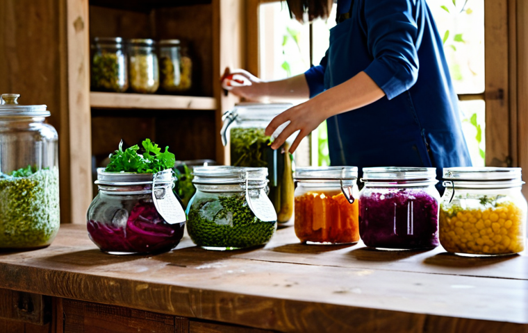 발효식품의 현대적 패키징 디자인 - Transparent Jar Authenticity**

"A beautifully arranged selection of *légumes lacto-fermentés* in a ...