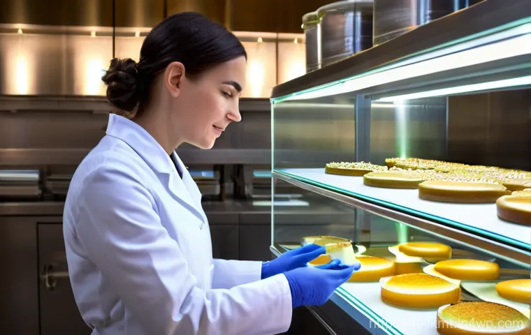 발효식품의 비즈니스 모델 혁신 사례 - **Precision Fermentation in a Futuristic French Patisserie**
    A highly detailed, hyperrealistic i...